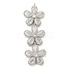 Brass Pave Clear Cubic Zirconia Three Flower Links Connector Charms X-KK-P277-51P-1