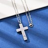 304 Stainless Steel Pave Clear Cubic Zirconia Cross Pendant Pet Urn Ashes Necklaces LS-NJEW-S455-07P-2