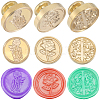 3Pcs 3 Styles Golden Plated Wax Seal Brass Stamp Head AJEW-CP0007-52B-1