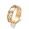 Ion Plating(IP) 201 Stainless Steel Hollow Leaf Finger Ring for Women RJEW-J051-46G-1