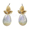 Brass with Glass Stud Earrings EJEW-Q811-01KCG-1