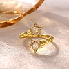 Brass Micro Pave Cubic Zirconia Cuff Open Rings for Women CU-CBAED05-02G-1