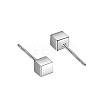 Anti-Tarnish Rhodium Plated Cube 999 Fine Silver Stud Earrings for Women EJEW-S215-09P-1