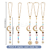 3Pcs 3 Colors Resin & Glass Pendant Decorations HJEW-SC0002-66-2