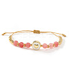 Minimalist Adjustable Synthetic Watermelon Stone Glass Beads Braided Bead Bracelets SR5600-3-1