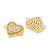 Rack Plating Brass Cubic Zirconia Heart Connector Charms KK-C084-08F-G-2
