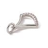 Brass Micro Pave Clear Cubic Zirconia Ginkgo Leaf Charms ZIRC-F132-85P-3