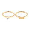 Bowknot PVD Vacuum Plating 304 Stainless Steel Finger Ring Set for Women RJEW-C086-29-G-2