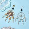 Woven Web/Net with Feather Glass Seed Beads Pendant Decorations HJEW-MZ00074-2
