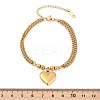 304 Stainless Steel Heart Charm Bracelets BJEW-Z106-07G-3
