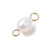 Natural Cultured Freshwater Pearl Rice Connector Charms PALLOY-JF04186-02-5
