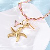 Starfish & Mermaid Tail Shape 304 Stainless Steel Enamel Pendant Necklaces NJEW-L465-08G-3