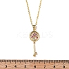 Brass Micro Pave Cubic Zirconia Heart Key Pendant Necklaces for Women NJEW-R027-03G-02-5