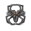 Halloween Spider Brass Rhinestone Open Cuff Rings RJEW-S419-01B-01-2