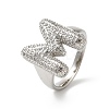 Letter Brass Micro Pave Clear Cubic Zirconia Open Cuff Ring for Women RJEW-N046-03M-P-1