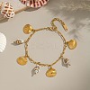 304 Stainless Steel Charm Bracelets for Women Ion Plating(IP) LS-BJEW-A052-02G-1