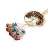 Natural Tiger Eye Tree of Life with Mixed Gemstone Chips Tassel Big Pendant Decorations HJEW-H057-03G-A03-3