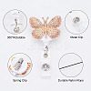 5 Pcs 5 Colors Butterfly Rhinestone Badge Reel AJEW-CA0001-27-3