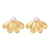 304 Stainless Steel ABS Plastic Pearl Stud Earrings LS-STAS-D368-01D-G-4