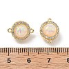 Brass Micro Pave Clear Cubic Zirconia Flat Round Connector Charms KK-B129-24G-01-3