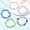 5Pcs Round & Starfish Synthetic Turquoise Beads & Brass Beads Stretch Bracelets Sets BJEW-JB12417-1