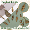 72pcs 9 styles Tibetan Style Alloy Feather Pendants FIND-PH0022-52AB-4