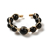 Adjustable Natural Obsidian with Brass Rings G-B075-01G-03-2