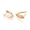 Brass Micro Pave Cubic Zirconia Hoop Earring Finding KK-N261-44G-2