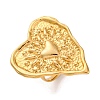 Ion Plating(IP) 304 Stainless Steel Heart Open Cuff Rings RJEW-M047-08G-1