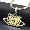 201 Stainless Steel Chakra Lotus Flower Hollow Pendant Necklaces LS-NJEW-K283-29G-1