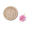 Dyed Natural Shell & Brass Round Beaded Flower Connector Charms PALLOY-JF03464-2