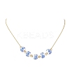 Handmade Flower Printed Porcelain Round Beaded 304 Stainless Steel Snake Chain Necklaces NJEW-JN05361-5