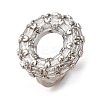 Brass Micro Pave Cubic Zirconia Cuff Rings RJEW-D323-02P-4