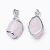 Natural Rose Quartz Pendants X-G-E423-03P-2