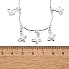 304 Stainless Steel Textured Link Bar Butterfly Charm Tassel Necklaces NJEW-R023-03P-5