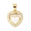 Rack Plating Brass Enamel Micro Pave Clear Cubic Zirconia Pendants KK-K380-04G-01-1