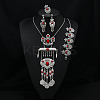 Oval Alloy with Resin Pendant Necklace & Stud Dangle Earring & Link Bracelet & Ring FS-WGB1F06-03-1