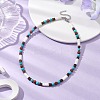 Summer Beach Natural Red Jasper & Synthetic Turquoise & White Shell & Coconut Beaded Necklaces NJEW-JN05012-2