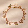 Brass with Crystal Rhinestone Disc Tassel Anklets for Women FS-WGDFF3C-01-1