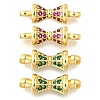 4Pcs 2 Colors Brass Micro Pave Orchid & Green Cubic Zirconia Connector Charm KK-XCP0001-08G-1
