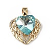 Real 18K Gold Plated Rack Plating Brass Micro Pave Clear Cubic Zirconia Pendants KK-C015-29G-11-1