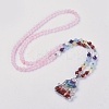 Natural Rose Quartz Pendant Necklaces NJEW-I109-B06-1