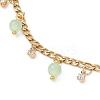 Cat Eye Round Tassel 304 Stainless Steel Twisted Chain Anklets for Women AJEW-AN00698-01-4