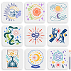 1 Set Divination Theme PET Hollow Out Drawing Painting Stencils DIY-MA0003-72-1