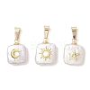 3Pcs 3 Styles Baroque Natural Keshi Pearl Square Charms PALLOY-JF04957-1