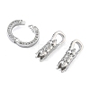 Ring Brass Micro Pave Clear Cubic Zirconia Fold Over Clasps KK-Z143-12P-2