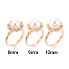 Flower Shape Brass Micro Pave Clear Cubic Zirconia Adjustable Ring Settings KK-T076-45G-4