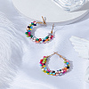 1 Pair Alloy Glass Seed Beads Hoop Earrings EJEW-LP0003-65A-3