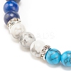 Natural Lapis Lazuli(Dyed) & Gemstone Round Beaded Bracelet for Women BJEW-JB08336-02-5