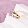Brass Enamel Cuff Open Rings for Women RJEW-A098-01G-05-3